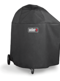 This lightweight yet durable Summit Charcoal Cover is easy to pull on and off your Weber Summit Charcoal barbecue. Its fastening straps keep it from blowing away, and its water resistant material helps to maintain a clean, sleek surface.