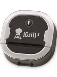 iGrill 3, app-connected thermometer, monitors food from beginning to end, displaying real-time temperatures on your smart device.